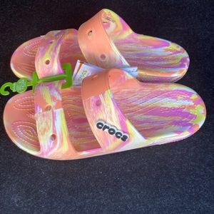 New Crocs Women's Classic Marbled Sandals | Waterproof Slides Size 10 NWT!